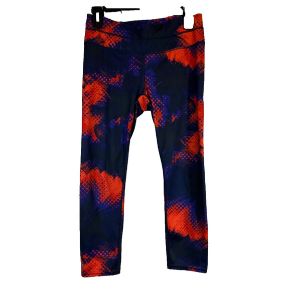 Athleta Pants - Athleta sonar mesh crop leggings red blue print womens S Capri Athletic A28 +